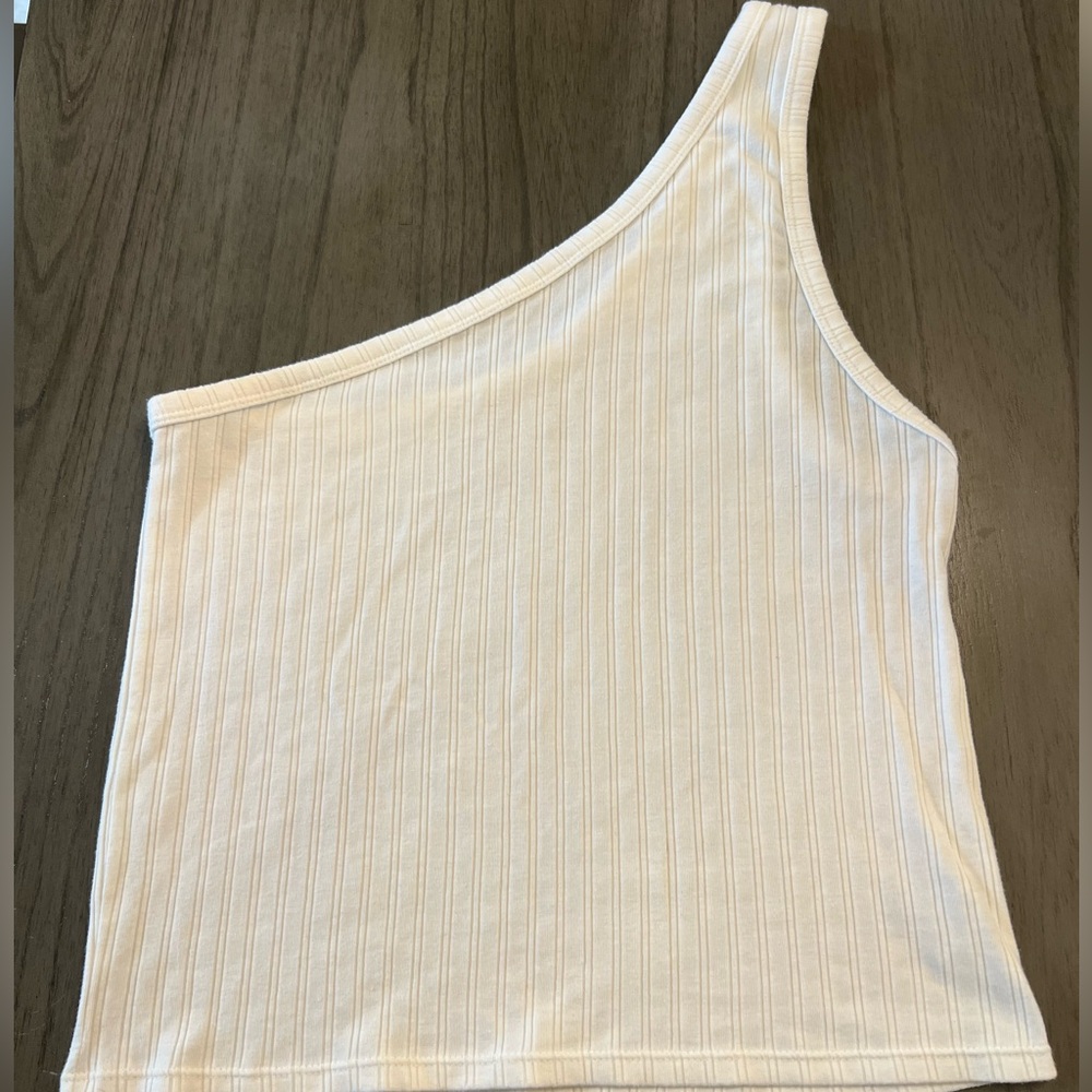 American Eagle One Shoulder Ribbed Knit Tank size L